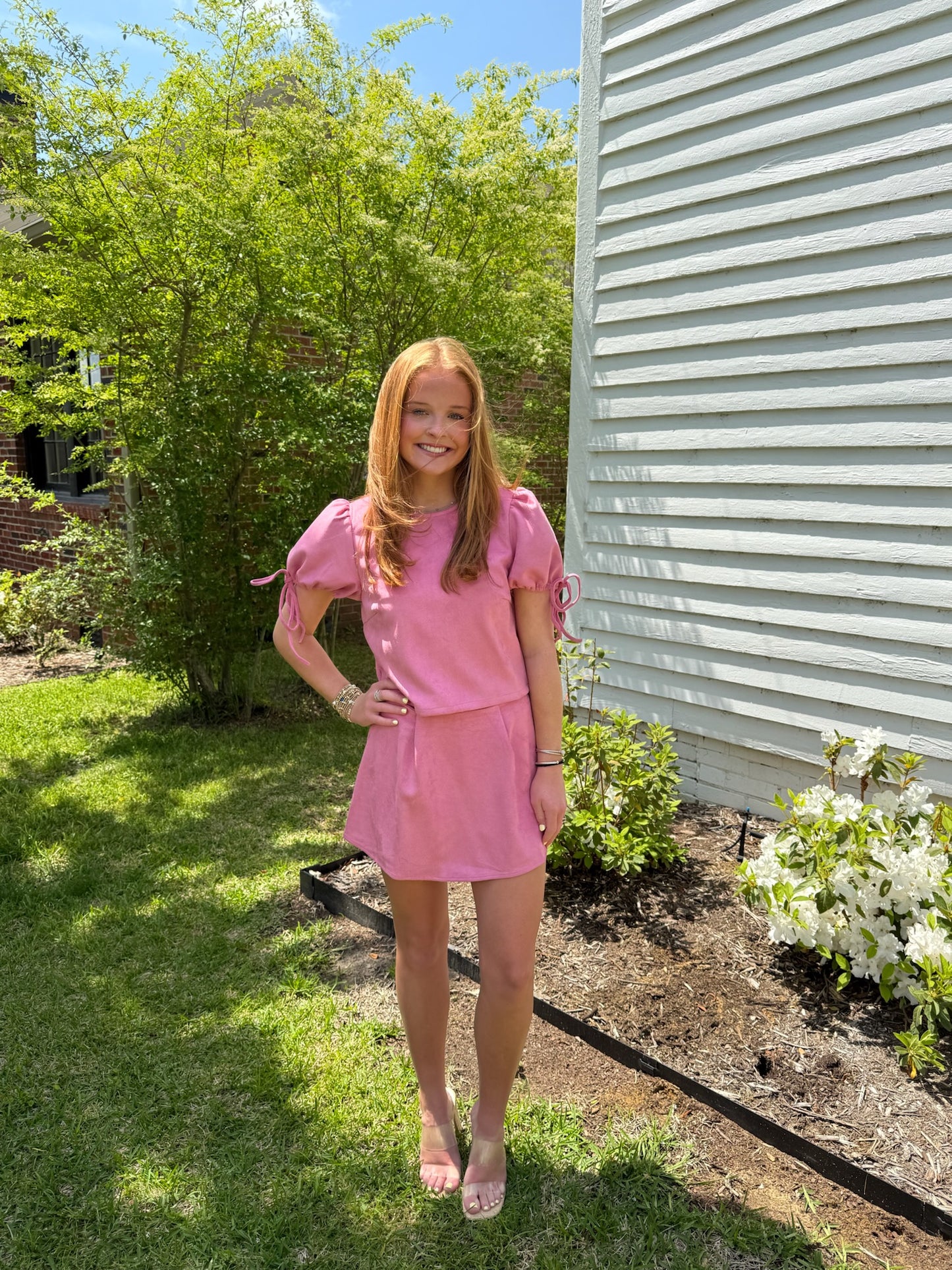 Pink Suede As Always Mini Skort
