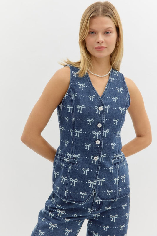 Denim Bow Vest