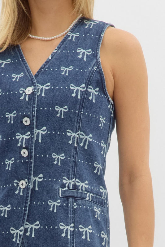 Denim Bow Vest