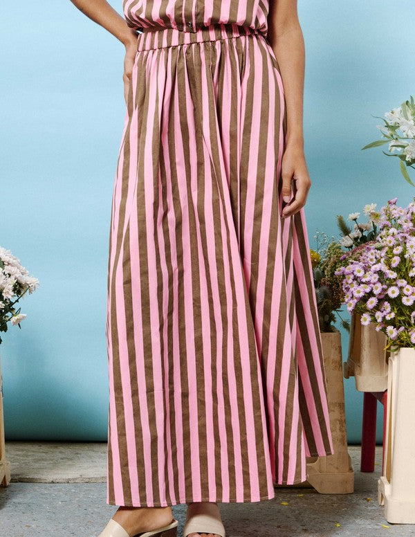 Rose and Chocolate Stripe Skirt