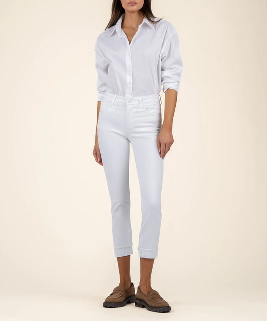 Amy Crop Straight Leg in Optic White