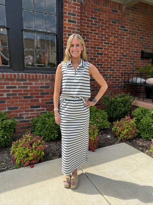 Black/White Stripe Sleeveless Top