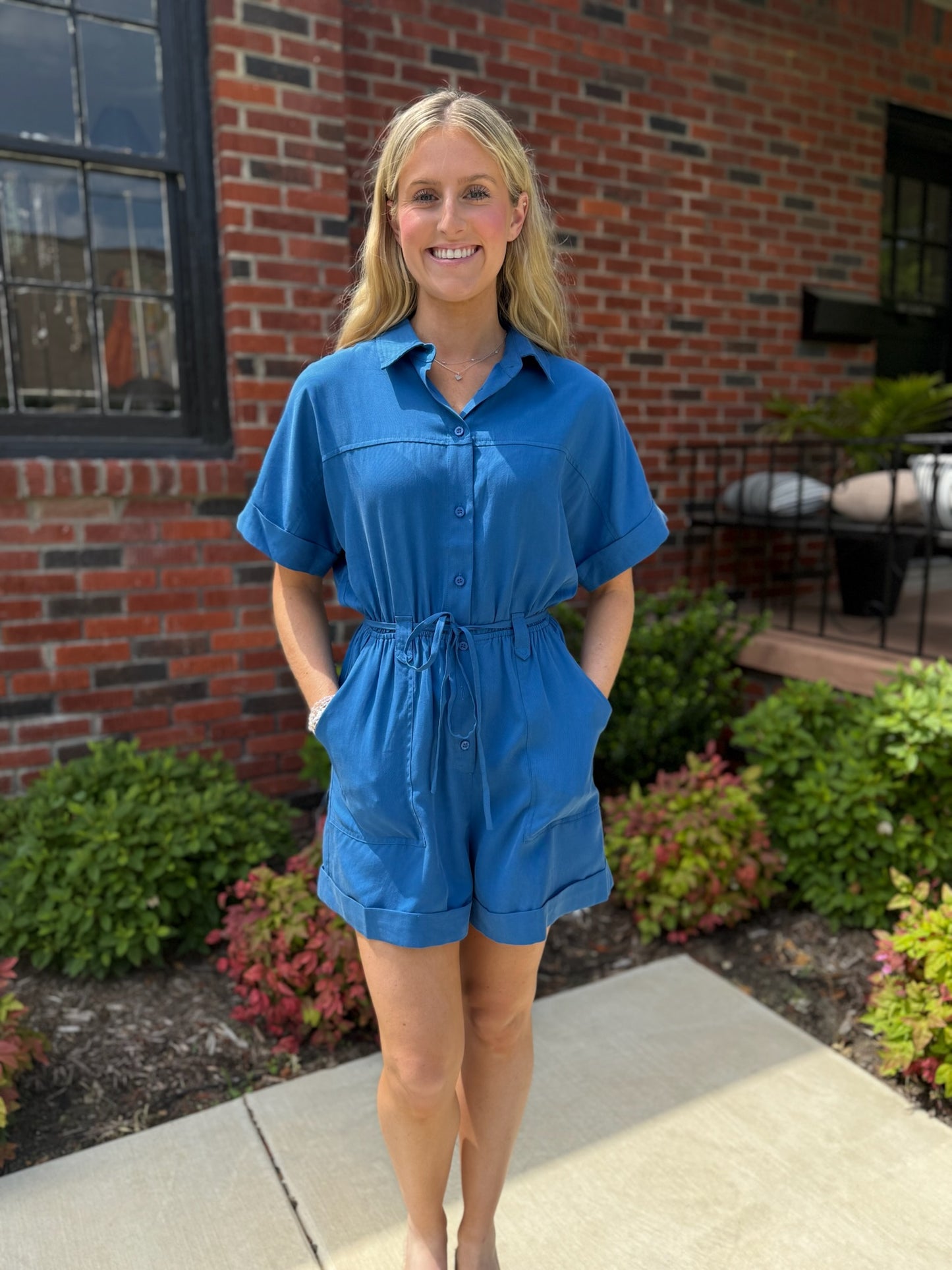 Lily Romper in Blue Electrique
