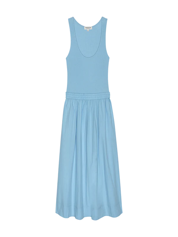 Sadelle Clean Combo Midi Dress in Day Dream