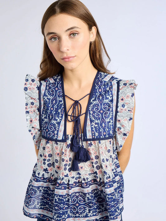 Chelsea Top in Navy Floral
