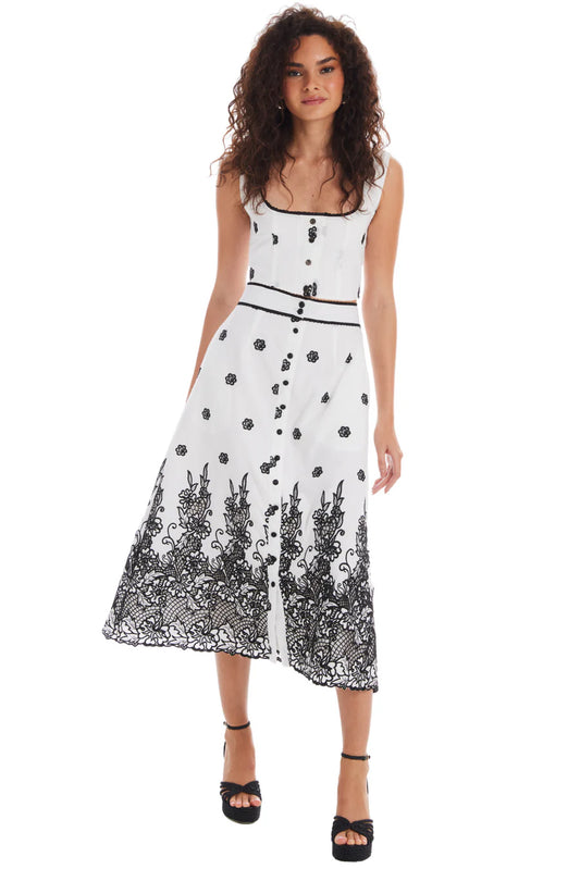 Farrah Skirt in White/Black
