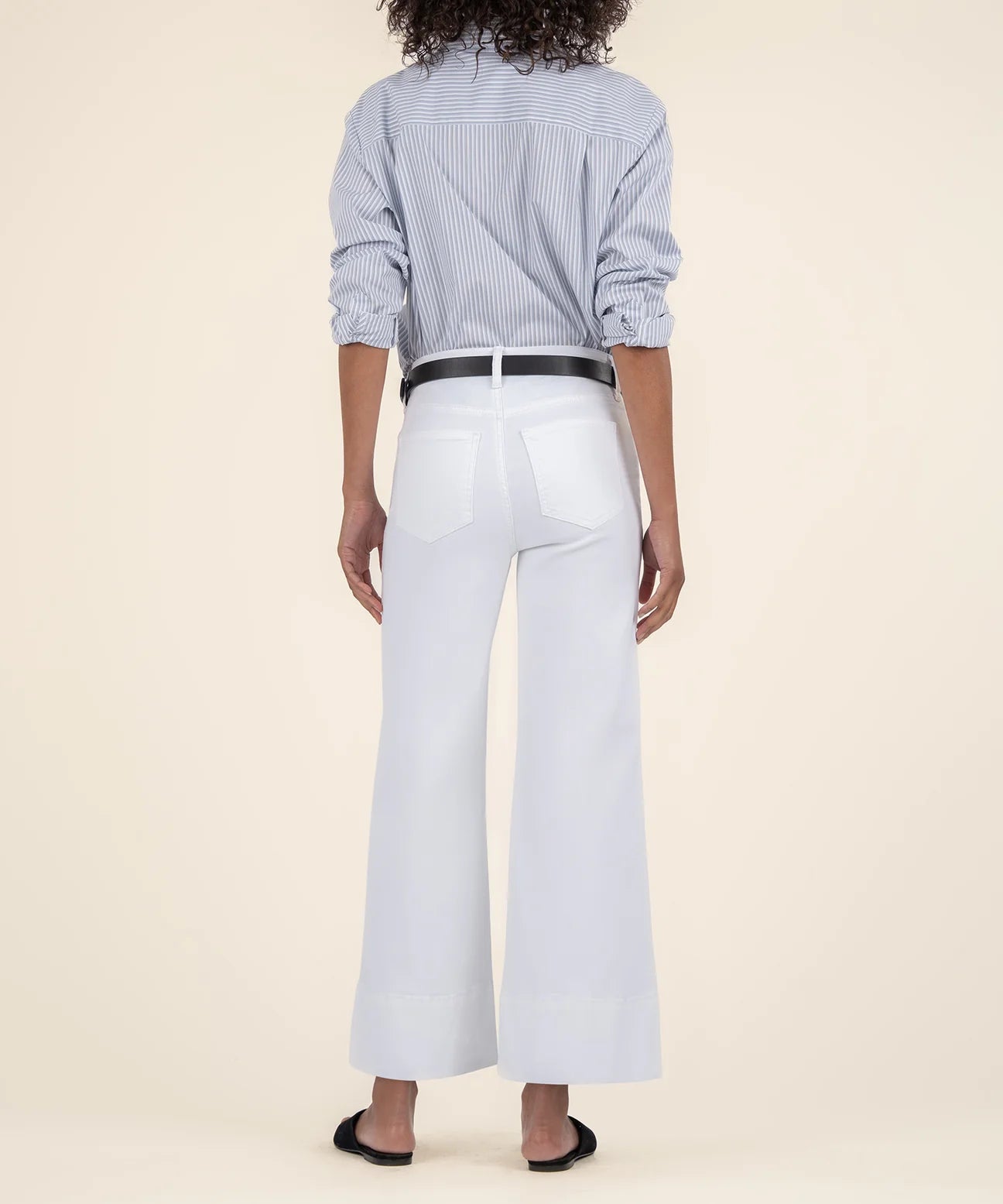 Meg High Rise Front Pin Tuck Detail in Optic White