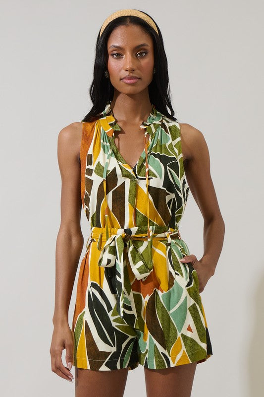 Renia Floral Miley Sleeveless Blouse in Brown/Orange