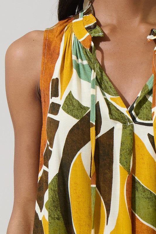 Renia Floral Miley Sleeveless Blouse in Brown/Orange