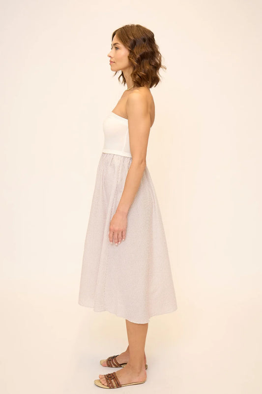 Alina Button Up Twofer Dress in Khaki