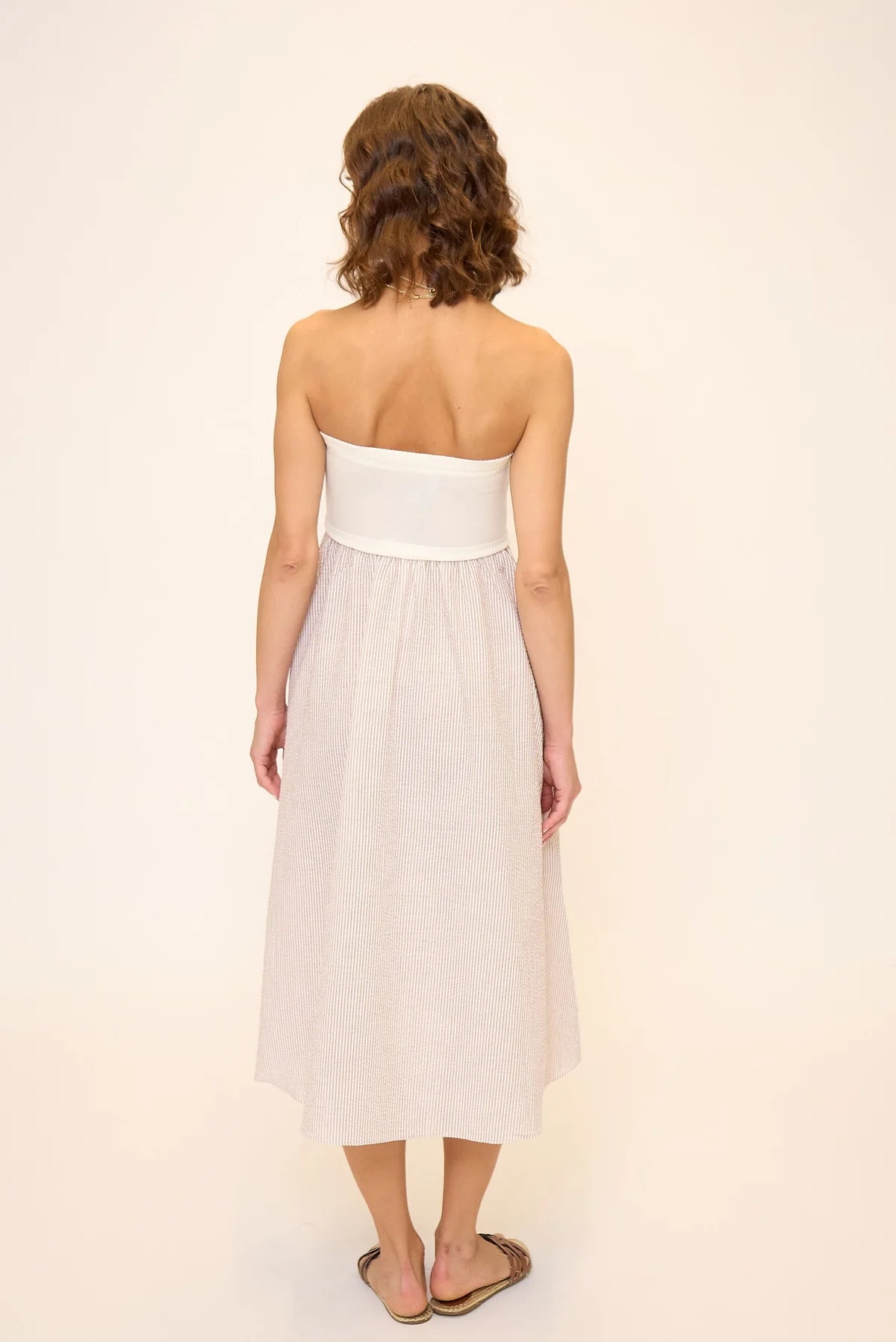 Alina Button Up Twofer Dress in Khaki