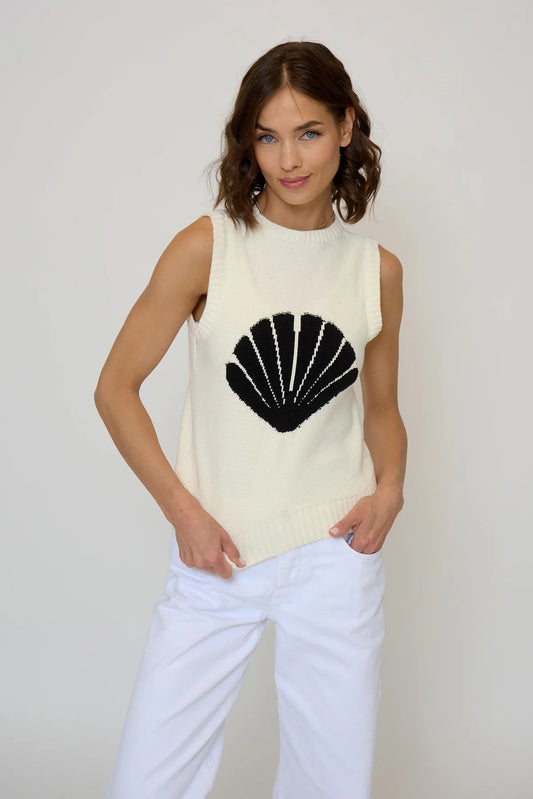 Evie Shell in Print Tank in Ivory