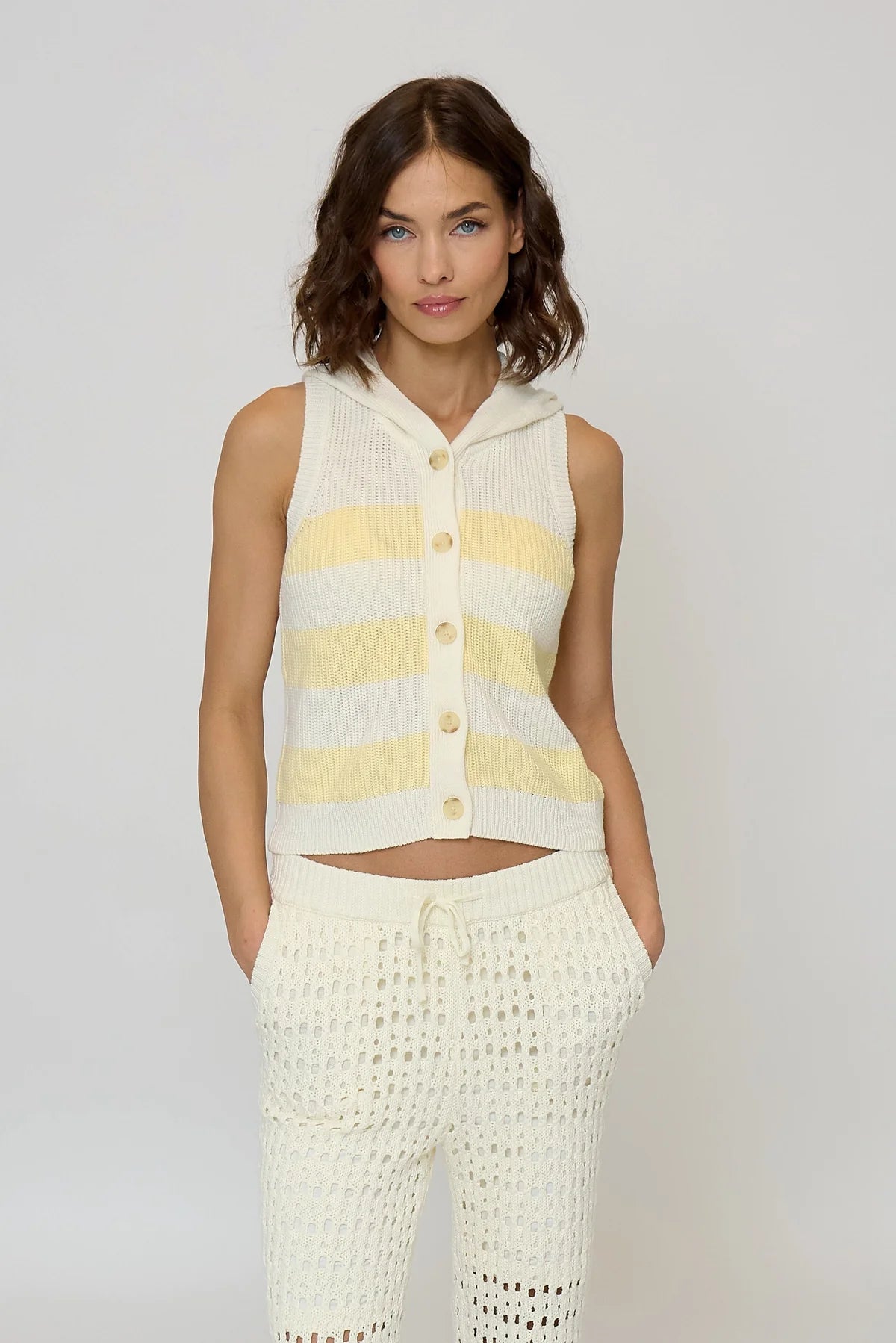 Daphne Striped Hooded Tank in Citron