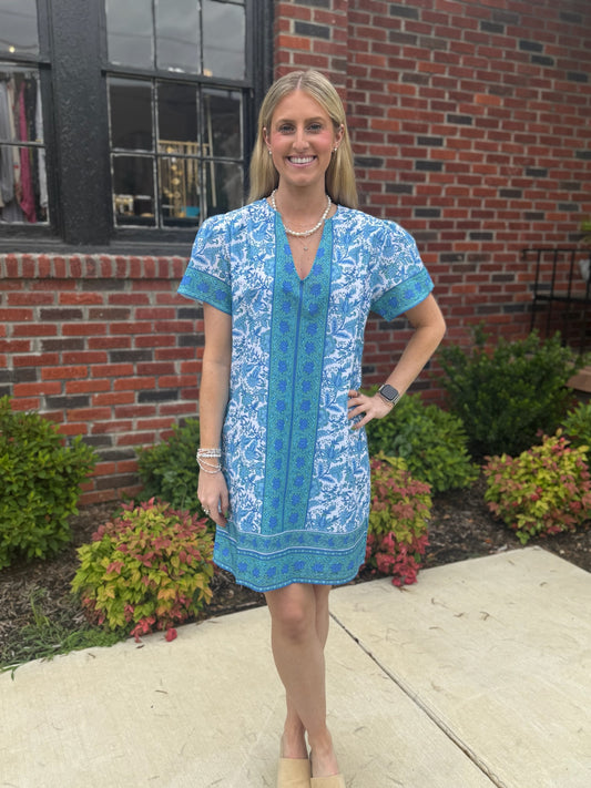 Nola Dress in Blue Garden