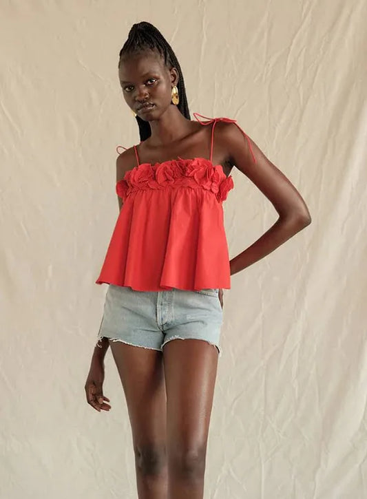 Cece Ruffle Poplin Top