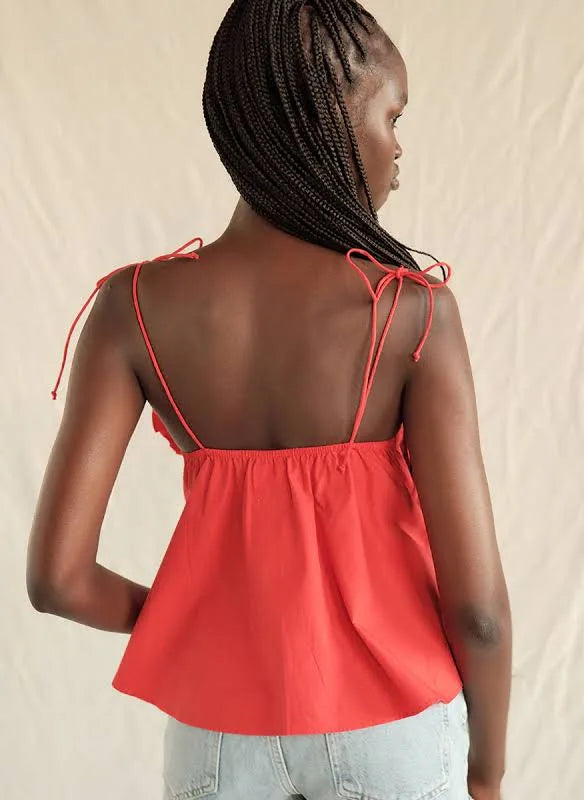 Cece Ruffle Poplin Top