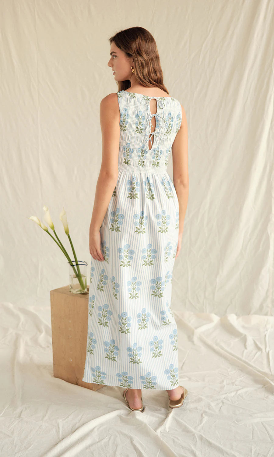 Paige Stripe Floral Block Print Midi Dress