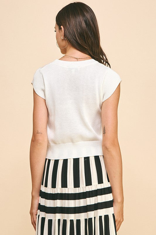 White Cap Sleeve Knit Top