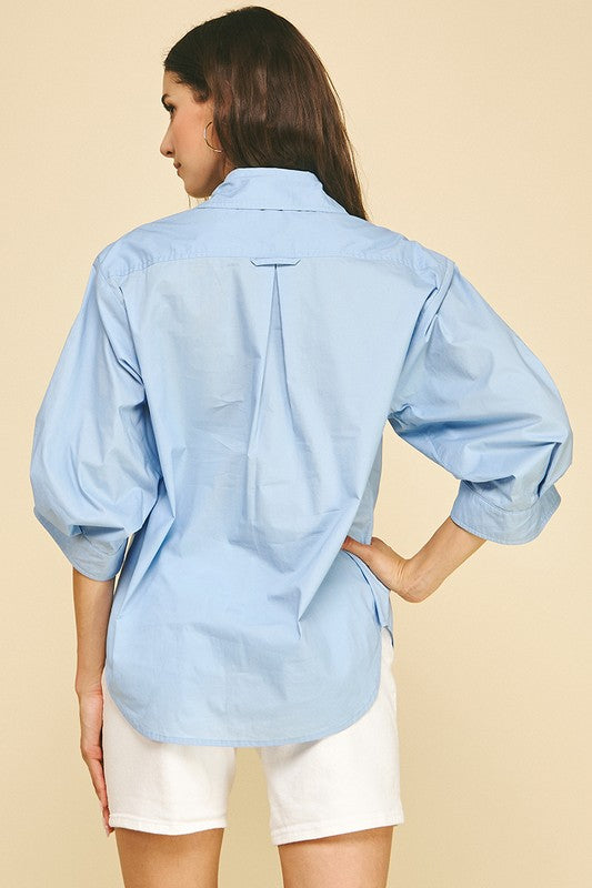 Light Blue Solid Button Down
