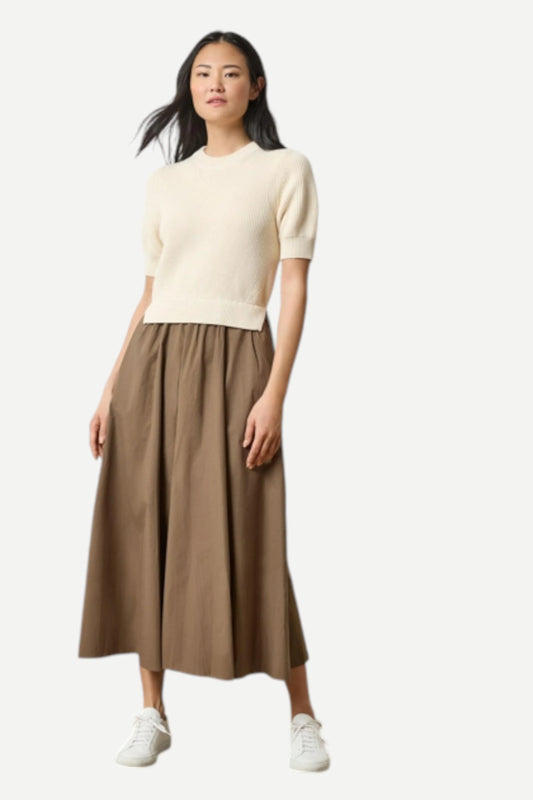 Mixed Media Dress in Ivory