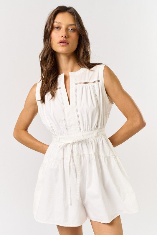 Sleeveless Romper in Off White