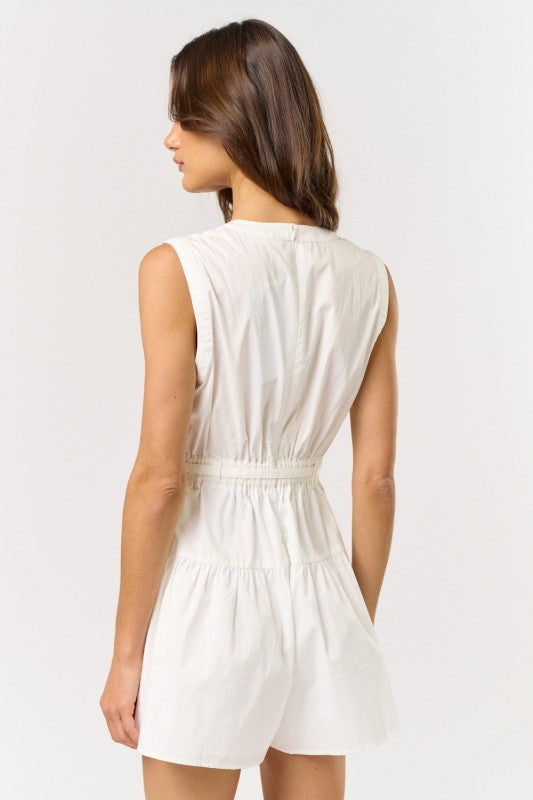 Sleeveless Romper in Off White
