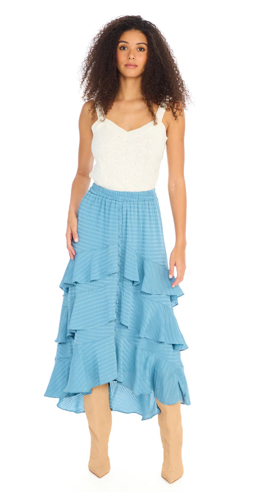 Ella Midi Skirt in Steel Blue
