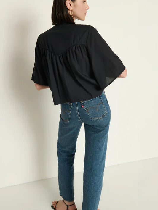 Valerie Tie Neck Top in Jet Black