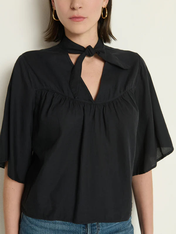 Valerie Tie Neck Top in Jet Black