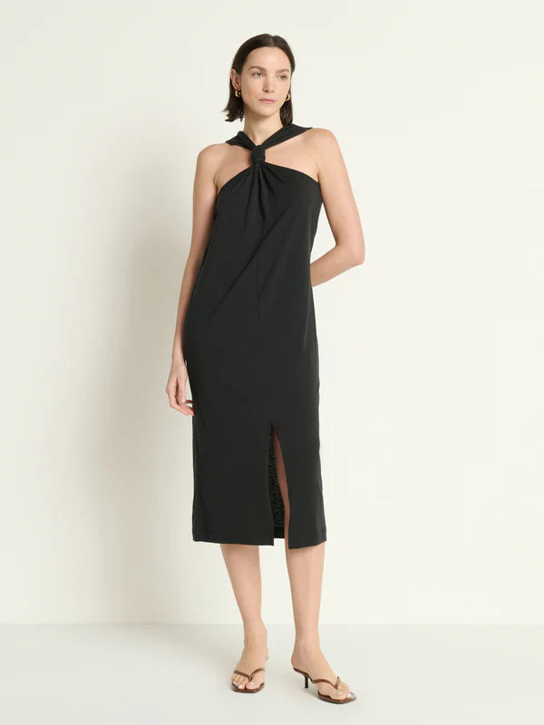 Willia Knotted Tank Dress in Jet Black