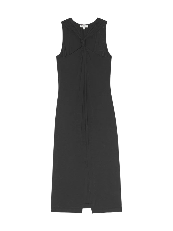 Willia Knotted Tank Dress in Jet Black