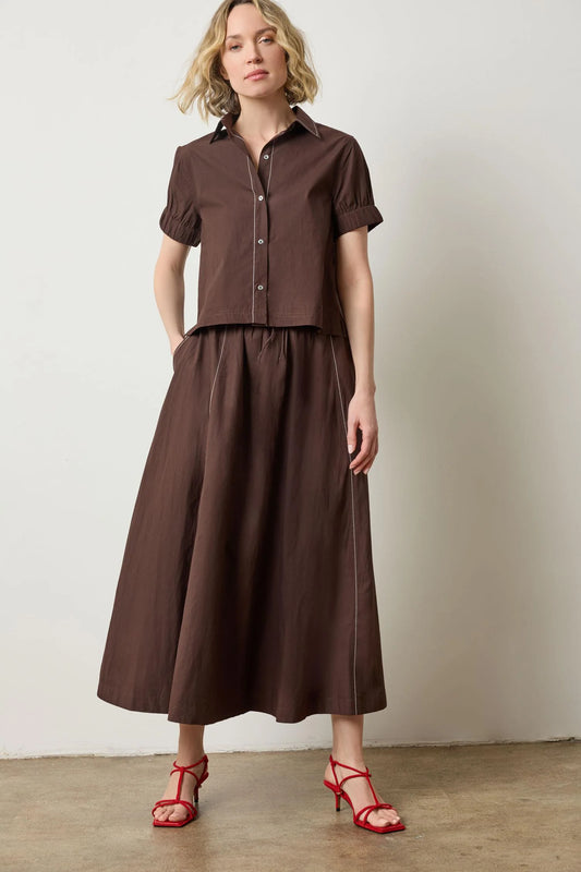 Paneled Maxi Skirt in Espresso