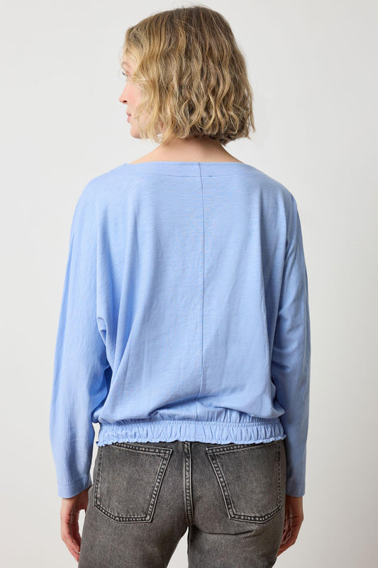 Elastic Hem Dolman Boatneck in Wedgewood