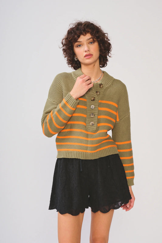 Amira Sweater in Moss/Orange