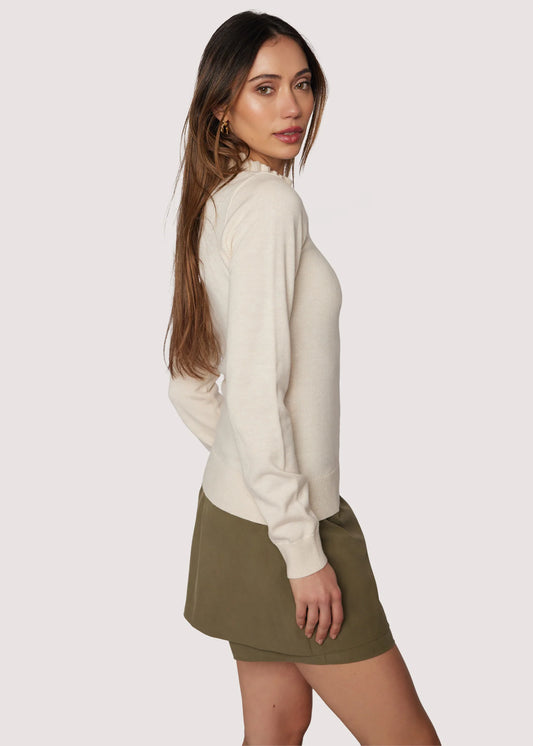 Elena Mock Neck Top in Ivory
