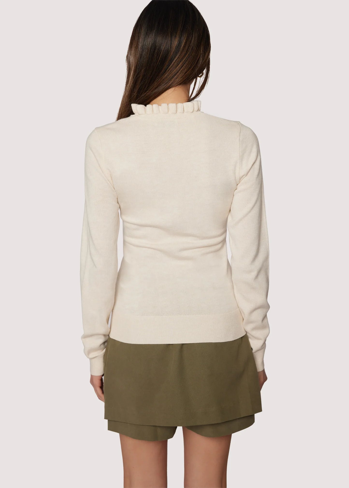 Elena Mock Neck Top in Ivory