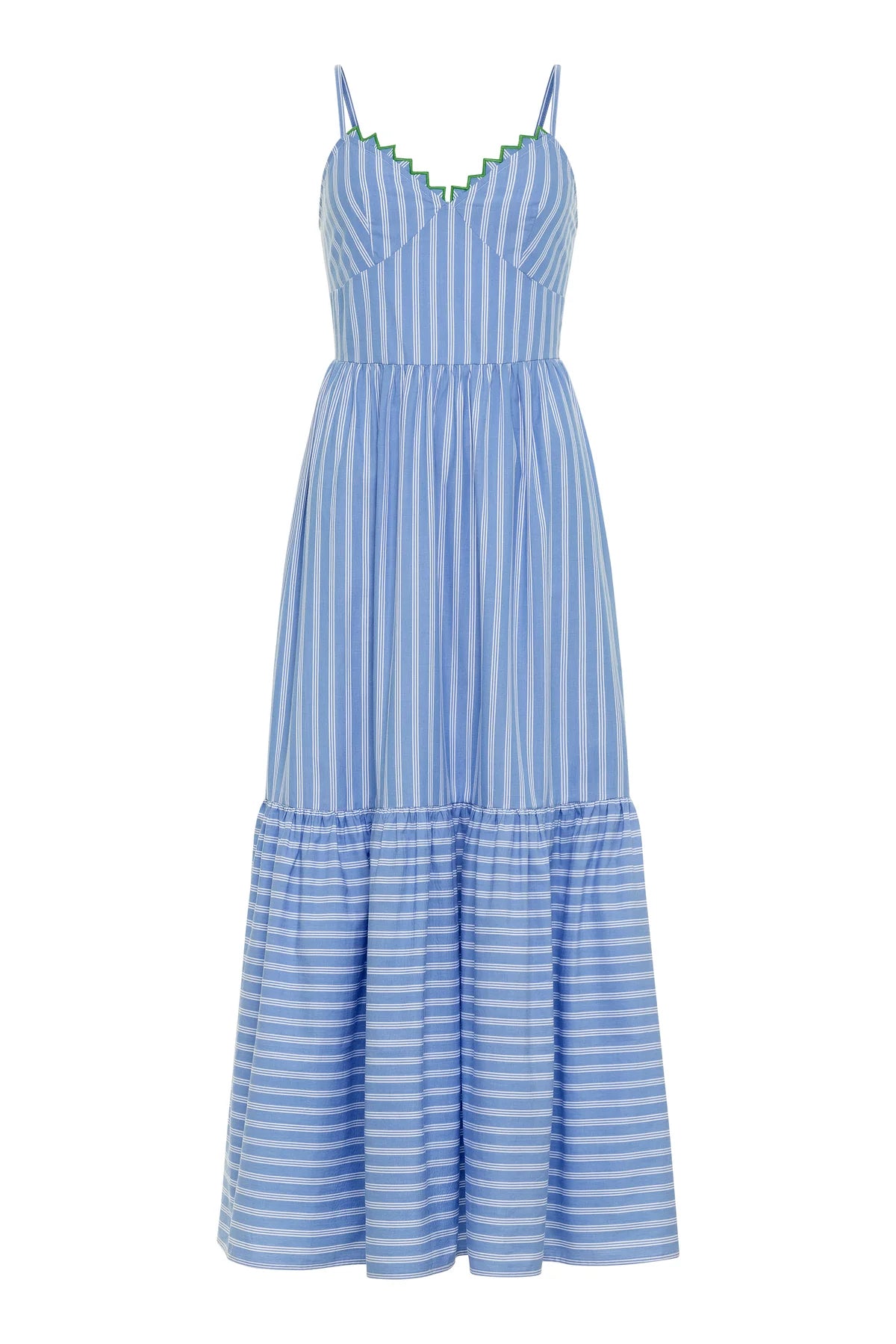 Tyler Midi Blue Stripe/Green Trim