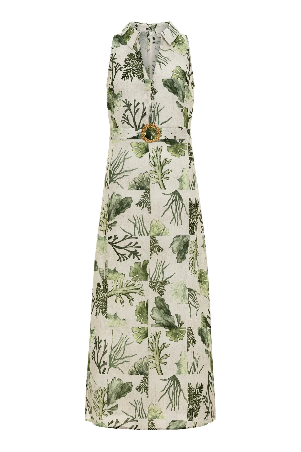 Jill Midi Dress in Green Reef