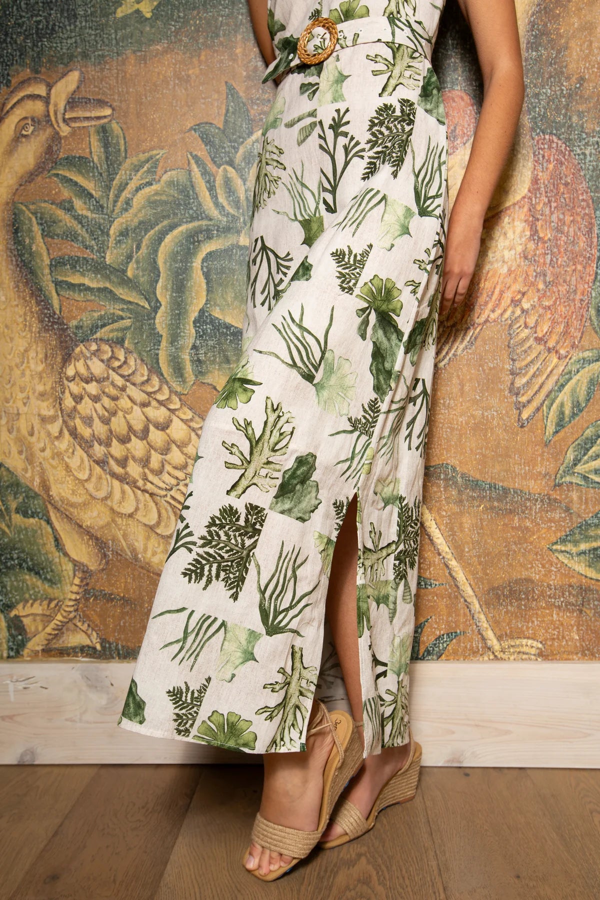 Jill Midi Dress in Green Reef