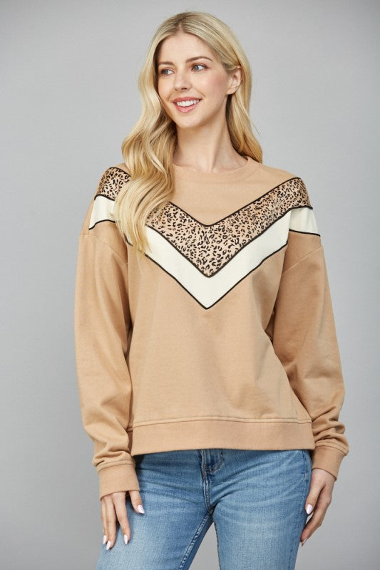 V-Striped Contrast Sweatshirt