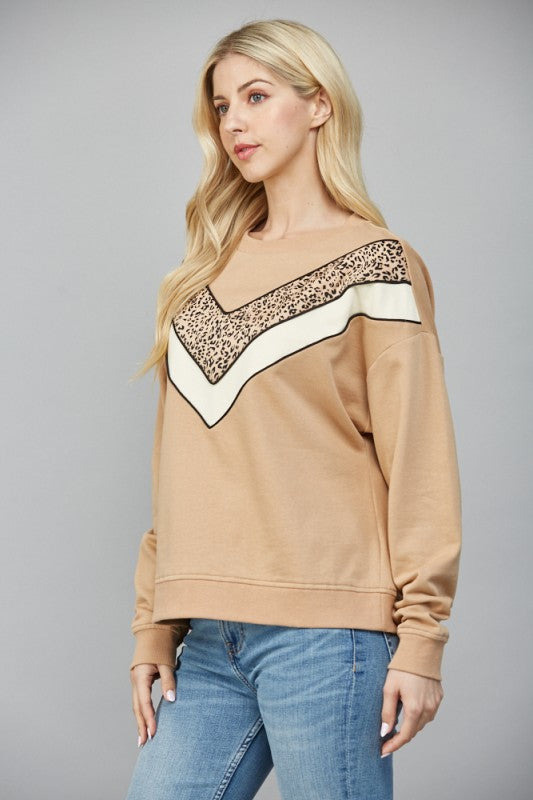 V-Striped Contrast Sweatshirt