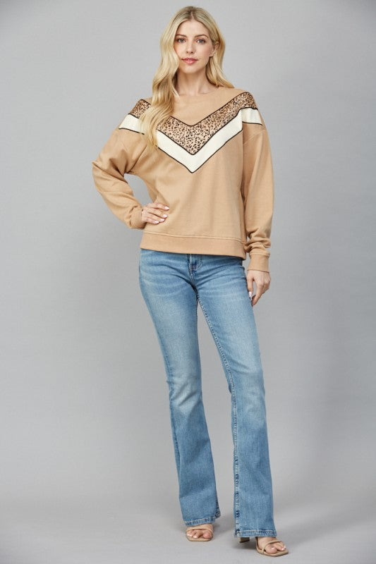 V-Striped Contrast Sweatshirt