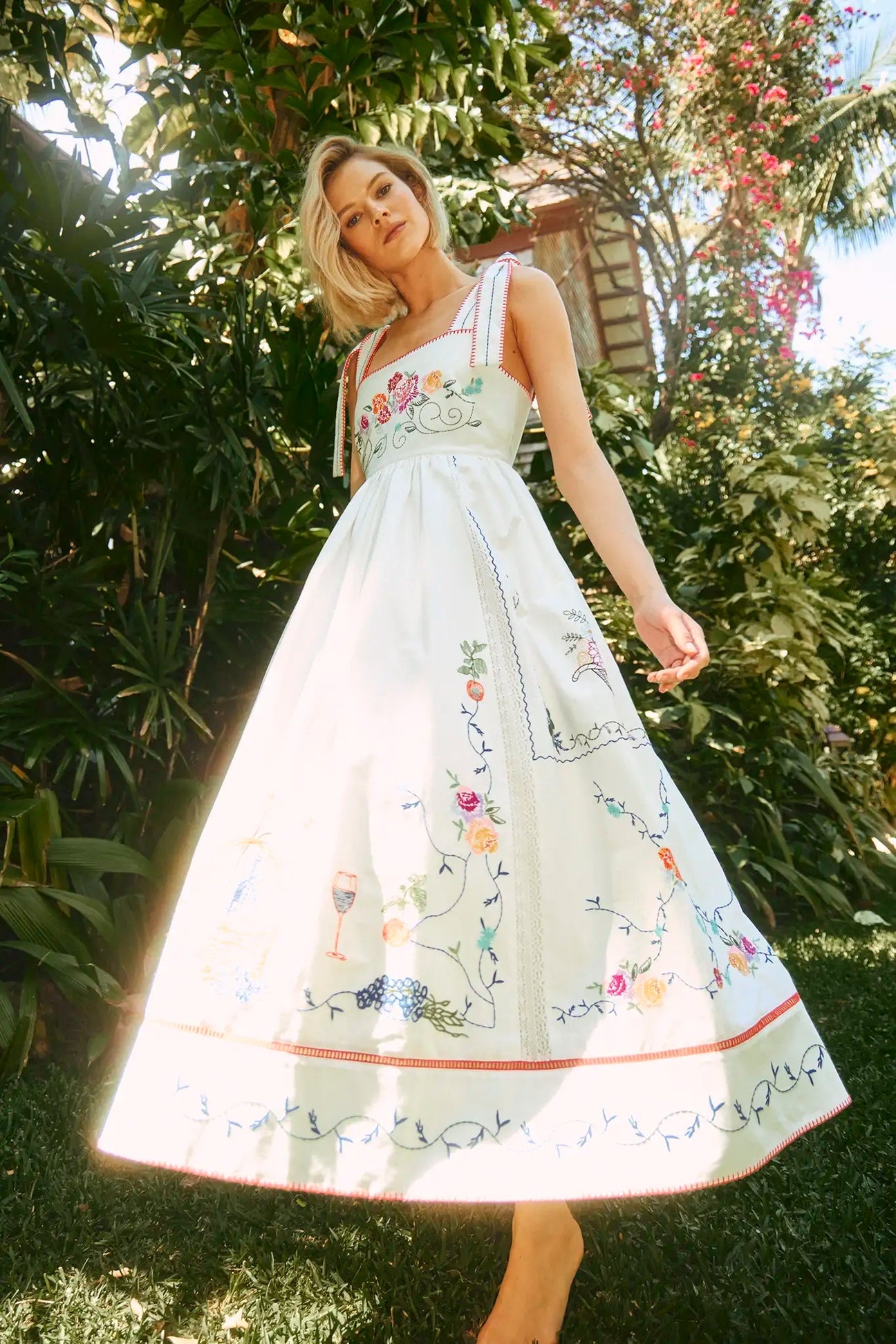 Stefy Dress in Multi Embroidery