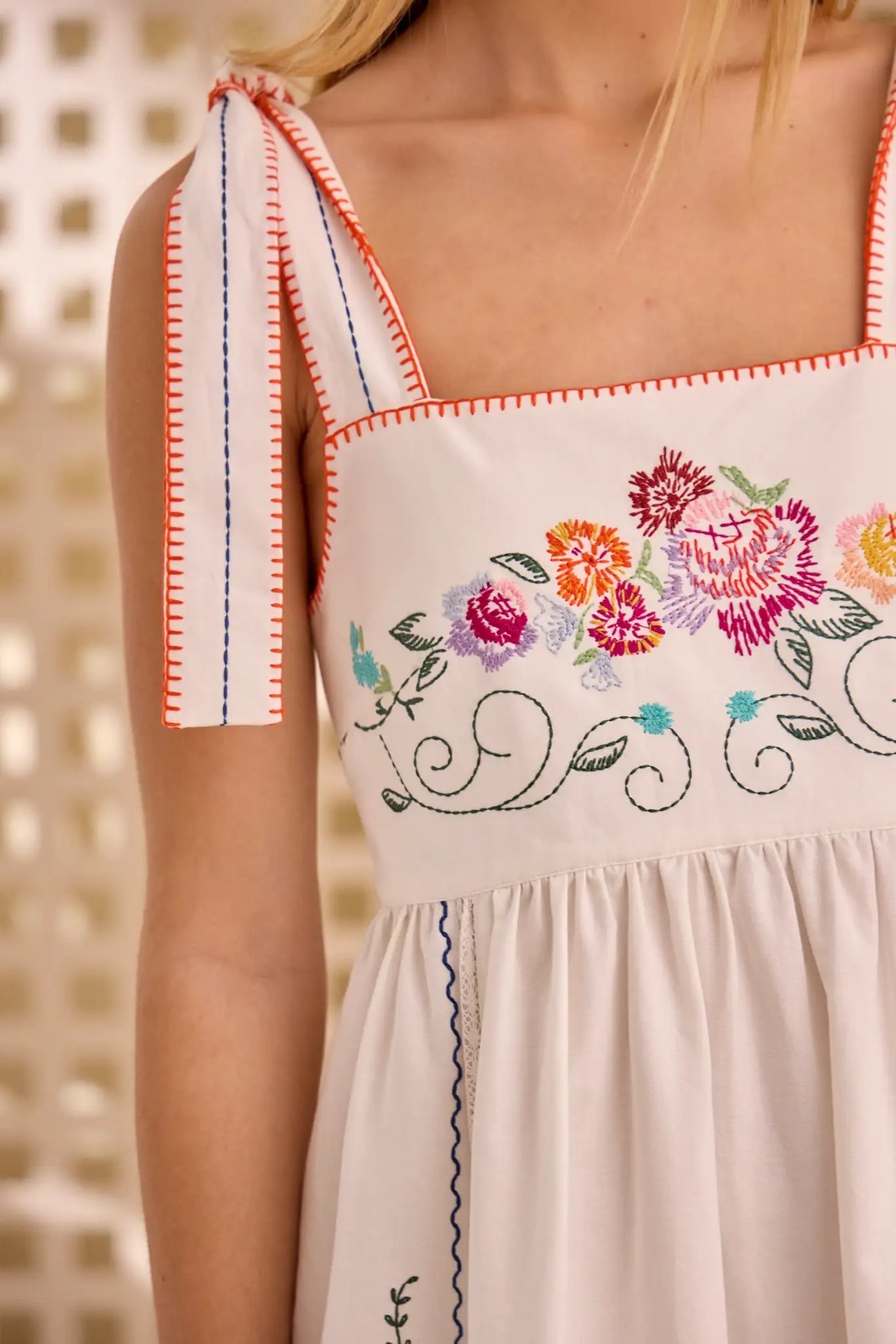 Stefy Dress in Multi Embroidery