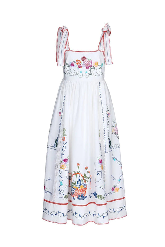 Stefy Dress in Multi Embroidery