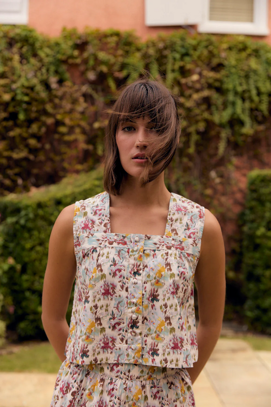 Nellie Top in Aqueous Petals
