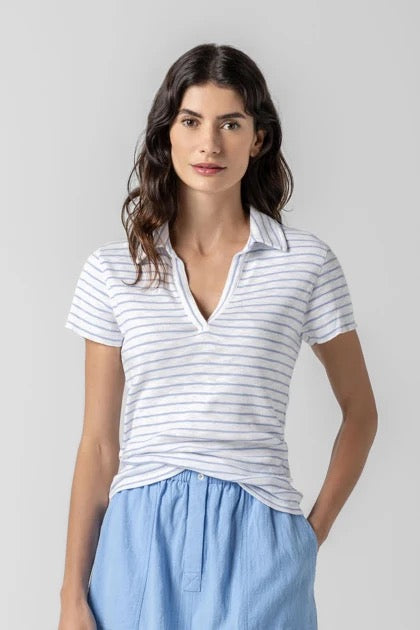 Polo Tee in Surf Stripe