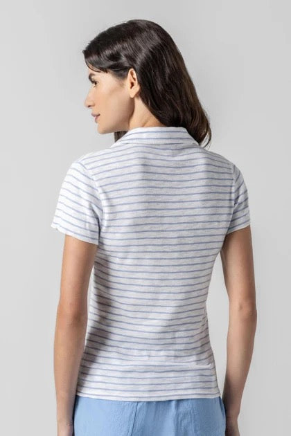 Polo Tee in Surf Stripe