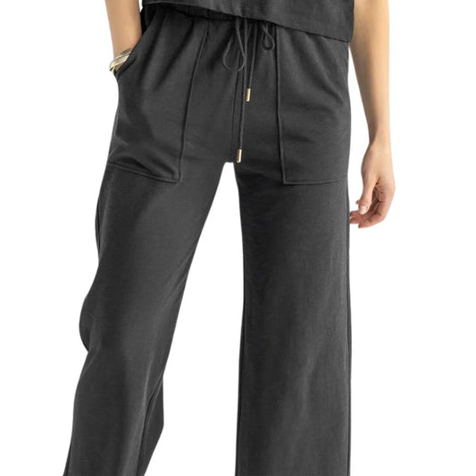Knit Drawstring Pant in Black