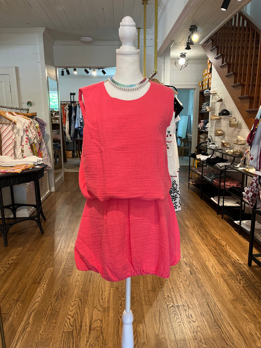 Cotton Gauze, Bubble Skirt in Rose